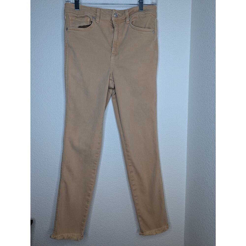 Free People We the Free Tan Straight Leg Raw Edge Jeans 28 Boho Capsule Casual